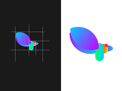 Golden Ratio Bird design fibonacci flat gradient icon illustration logo orange spiral tropical vector