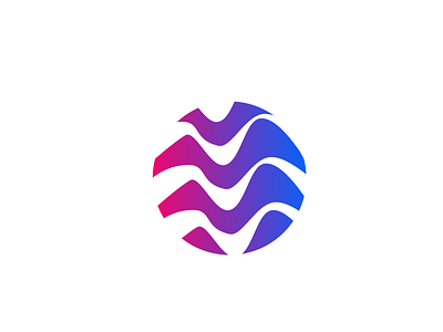 Wave Logo blue branding circle design flat gradient icon illustration logo pink vector wave