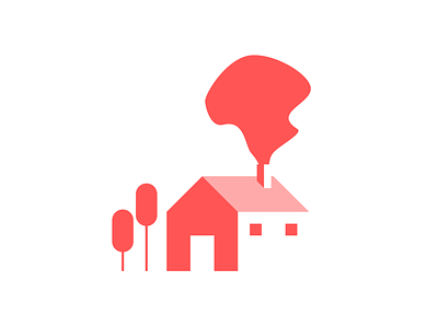 Redhouse building design flat house illustration landscape logo minimal redirect simple smoke tree trees vector window