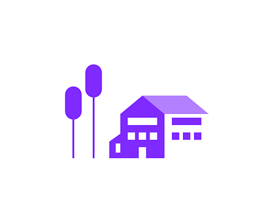 Purplehouse building calm design flat fun house icon illustration landscape logo minimal minimalistic purple simple tree trees vector window