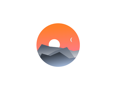 Mountains design gradient illustration landscape moon orange sun vector