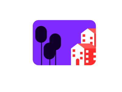 Real Estate 10 blue design flat house icon illustration landscape logo purple real estate tree trees vector