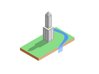 River Tower 3d building cooler design illustration isometric design vector