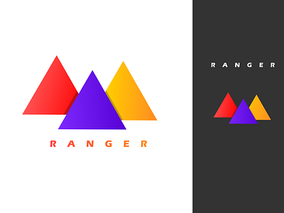 Ranger Logo Design design flat gradient hills icon illustration logo minimal orange purple red typography vector