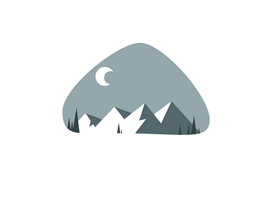 Mountain Range design flat hills illustration landscape minimal moon mountain simple sky trees vector