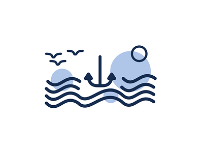 Anchor Logo blue design flat icon illustration landscape logo minimal vector
