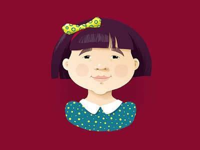 Girl with a bow bow character cute girl illustration portait
