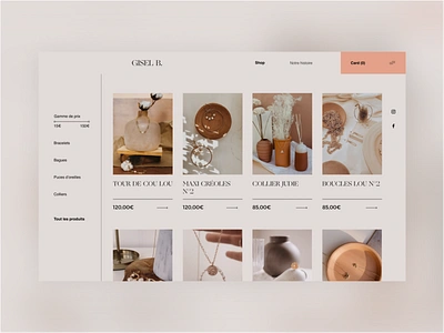 GISEL B. artwork branding ecommerce editorial eshop freelance golden ratio homepage jewelry landing page minimal promo shopify shopping ui uiux ux website