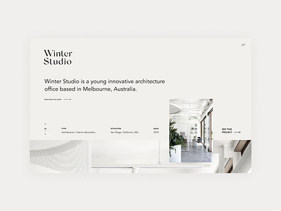 Winter Studio branding design homepage landing page minimal promo ui uiux ux website