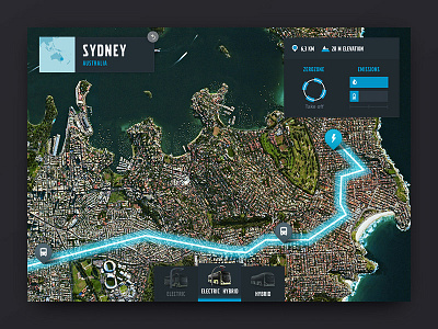 Interactive map app blue dark dark ui map satellite sydney touch table ui