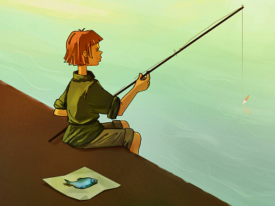 Boy fishing adobe illustrator adobe photoshop adobeillustrator art boy character design illustration