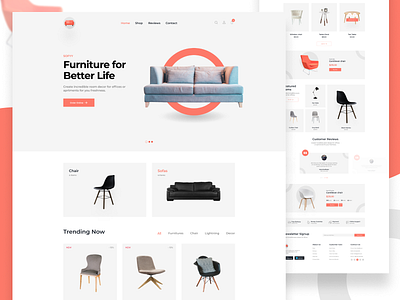 Soffy Furniture Landing Page branding design flat illustration landing page logo typography ui ux vector