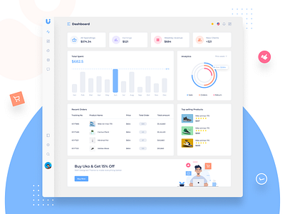 Uko Saas Dashboard blue branding chart dashboard design flat graphic design illustration logo minimal sale sass typo typography ui uko ux