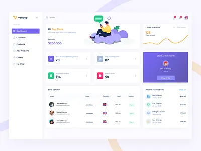 Sales Vendor Dashboard admin admin dashboard brand card dashboard dashboard ui flat graphic design illustration minimal sale sales sales dashboard statistics typography uiux ux vendor