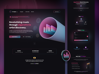 Limelight Music Home Page app binance branding clout crypto dashboard etherium flat gradient illustration music nft token typography ui ux