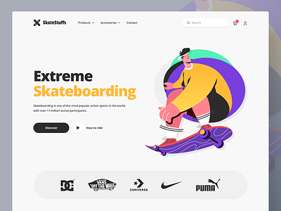SkateStuffs 3d branding cart design e commerce ecommerce flat illustration shop skateboard skateboarding skating theme themeforest ui ux