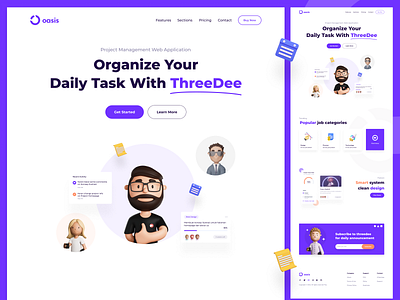 Oasis project management landing page (3d assets)