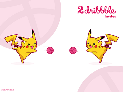 2 Dribble Invites branding character design dribble invites flat design illuatration invite giveaway invite2 pickachu purple vector