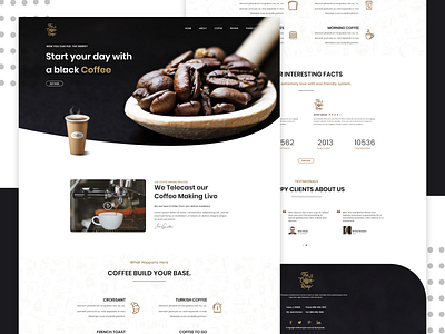 Coffee Shop Landing Page app concept black branding cafe coffee coffee app coffee beans coffee shop design flat icon landing page logo order order food resturant typography ui ux web