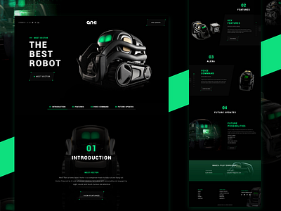 Vector 3d artificial intelligence branding design flat illustration landing page lime green motion robot robotic robotics typography ui ux vector web webdesign website website concept