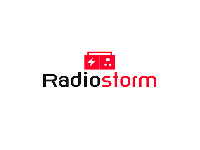 Radiostorm 01 app branding design flat icon icons illustrator ios lettering logo logo a day minimal mobile radio app storm typography ui ux vector web