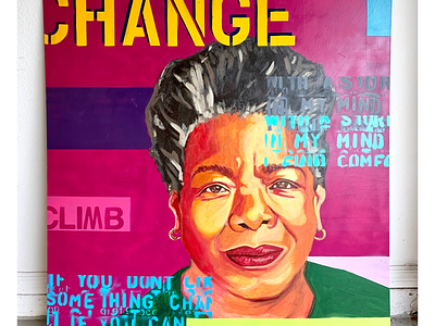 Maya Angelou Blue acrylic art artist design mayaangelou painting portrait words