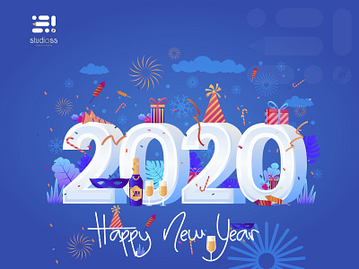 Happy New Year 2020 2020 2020 trend adobe illustrator creative dribbble dribbble best shot happy new year illustration new year sahillalani slstudioss vector