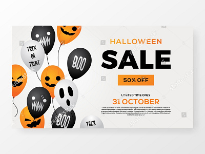 halloween sale balloon banner background vector