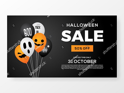 halloween sale balloon banner background vector