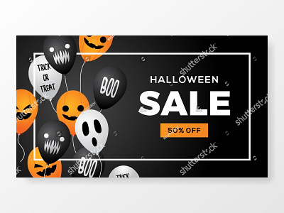 halloween sale balloon banner frame black background vector autumn background balloon banner black celebration dark fear frame halloween helloween holiday horror illustration night pumpkin sale scary spooky symbol