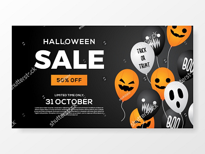 halloween sale balloon banner black background vector