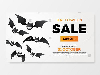 halloween sale bat banner white background vector