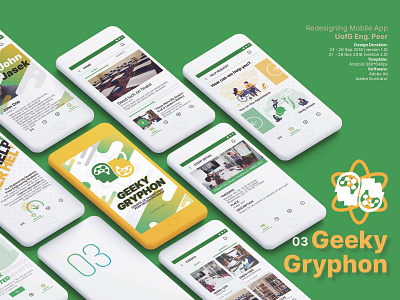 Geeky Gryphon app logo ui ux