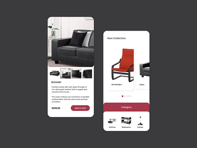 Forniture app app appdesign design elegant forniture graphic design red ui ux uiux