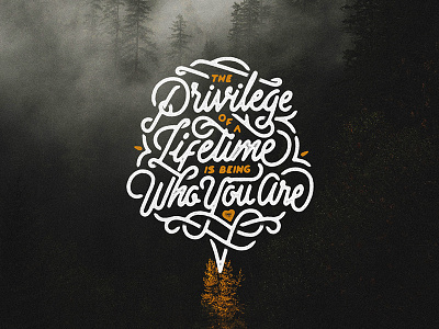 The privilege of a lifetime is being who you are handlettering misterdoodle morning quote sunday