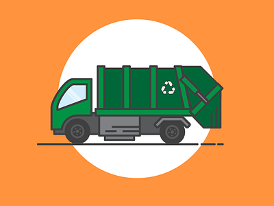 Recycle Truck debut design green illustration illustrator lines recycle truck vector