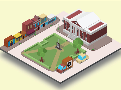 BTTF isometric back to the future bttf film hill valley illustrator isometric