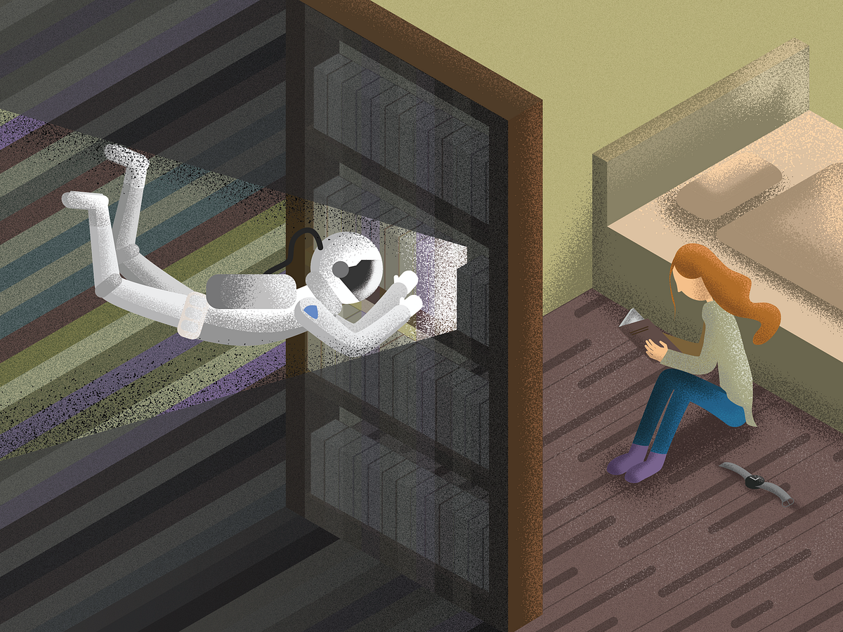 Interstellar Bookshelf Scene by Alex on Dribbble