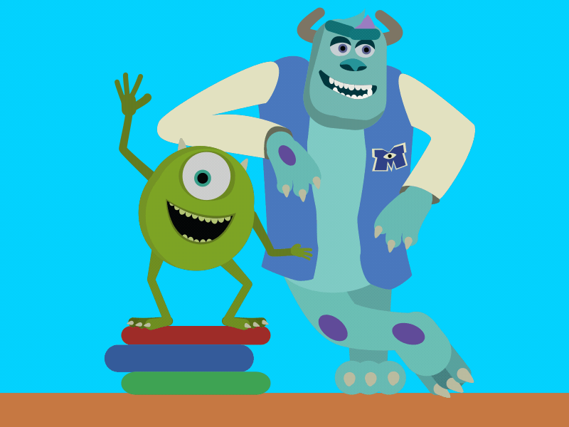 Monsters University 2d adobe illustrator after effects animation character disney gif joystick n sliders monster inc monster university motion graphics pixar vector