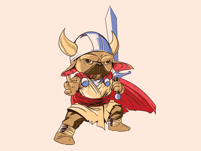 Viking Pug cartoon cartooning character design dog illustration pug viking