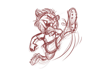 Lion character design cute futbol illustration manga studio sketch soccer