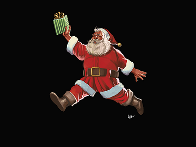Air Santa christmas funny illustration painting parody santa