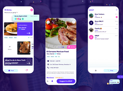 GRUP APP 🔮 chat design feed food homepage messages messenger mobile mobile app planning product design share ui uiux ux