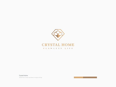 Crystal Home Logo beige brand brand design brand identity branding branding concept building building logo crystal design developement development font icon illustration logo ui ux