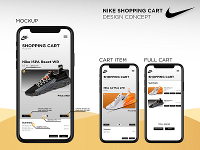 Nike Shopping Cart | Mobile Design Concept cart checkout clothing concept ecommerce mobile mobile app design nike shoes shopping sketch app sneaker store ui design ux design