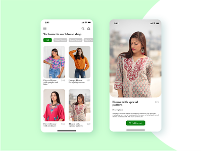 Blouse App android app design graphic mobile modern ui ux web