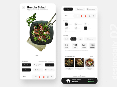 #02 customized food order for delivery. adobexd customise dailychallenge delivery food mobile order product page ui uxdaily