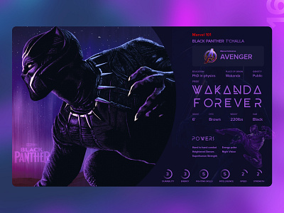 16 Black panther MCU profile adobexd app avenger bio blackpanther chadwick boseman comics dailychallenge design detail marvel mcu movies profile rip ui uxdaily