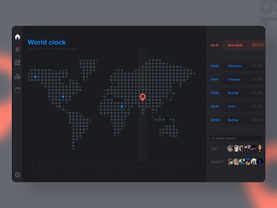 #19 World Clock adobexd app clock contacts dailychallenge design detail map mobile time timezone ui uxdaily world