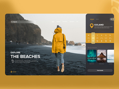 27 Explore the beaches adobexd app beach dailychallenge day design detail explore iceland jacket mountains night rain tablet travel ui uxdaily warm weather yellow